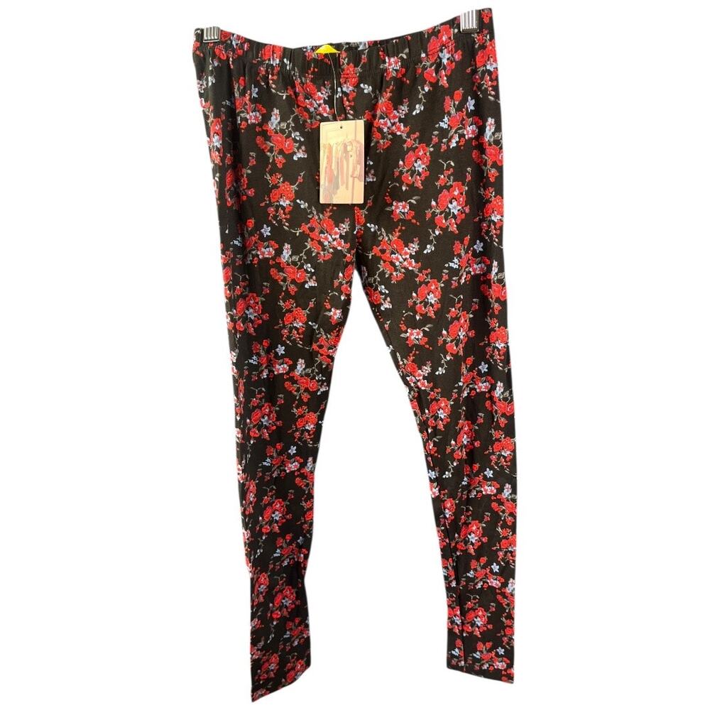BDG Urban Outfitters dark gray blue red floral leggings XS NWT